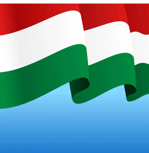 Vector illustration of Hungarian flag wavy abstract background. Vector illustration.