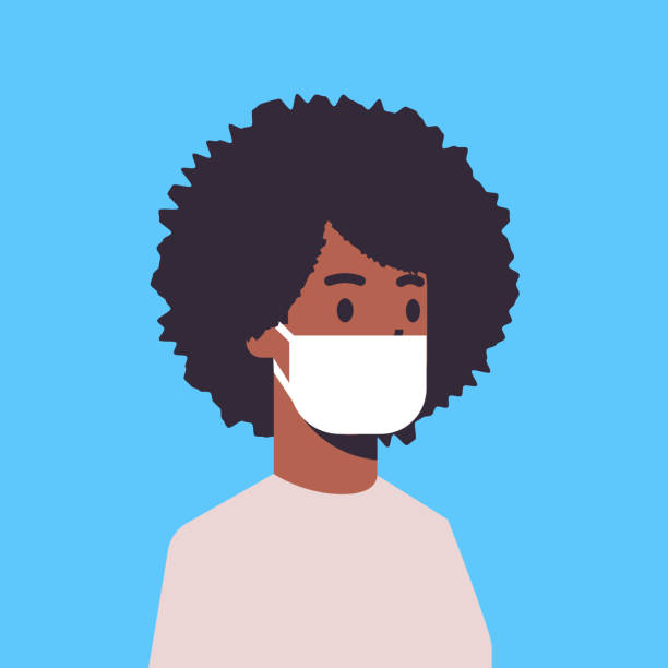 ilustrações de stock, clip art, desenhos animados e ícones de man wearing face mask environmental industrial smog dust toxic air pollution and virus protection concept african american male cartoon character portrait flat - factory pollution smoke smog