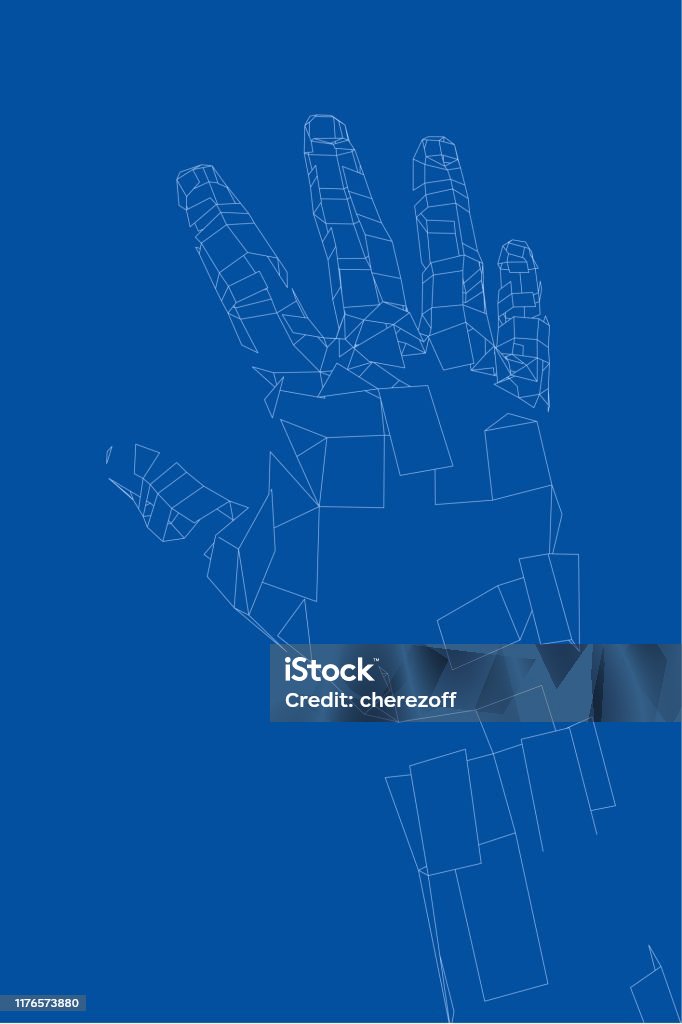 Wire Hand Vector Outline Human Hand Vector Wireframe Style Stock Illustration - Download ...