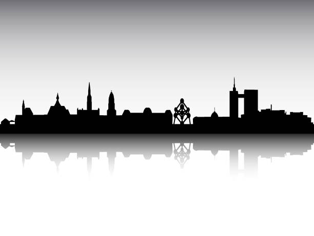 ilustrações de stock, clip art, desenhos animados e ícones de silhouette skyline of brussels belgium - brussels