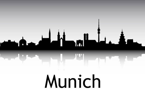 stockillustraties, clipart, cartoons en iconen met silhouet skyline van münchen duitsland - münchen