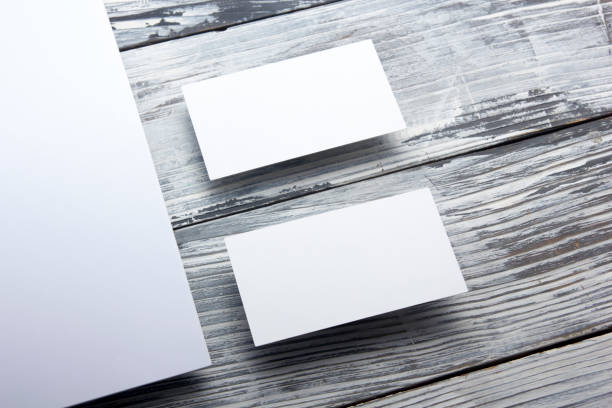 istock Business cards blank. Mockup on color background. Flat Lay. copy space for text 1176575347