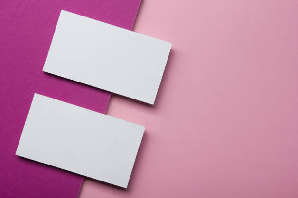 istock Business cards blank. Mockup on color background. Flat Lay. copy space for text 1176575860