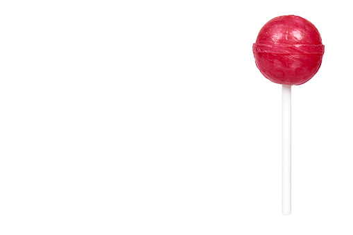 Color lollipop, bright cool candy. Isolated on white background. Copy space template.