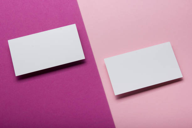 istock Business cards blank. Mockup on color background. Flat Lay. copy space for text 1176576912