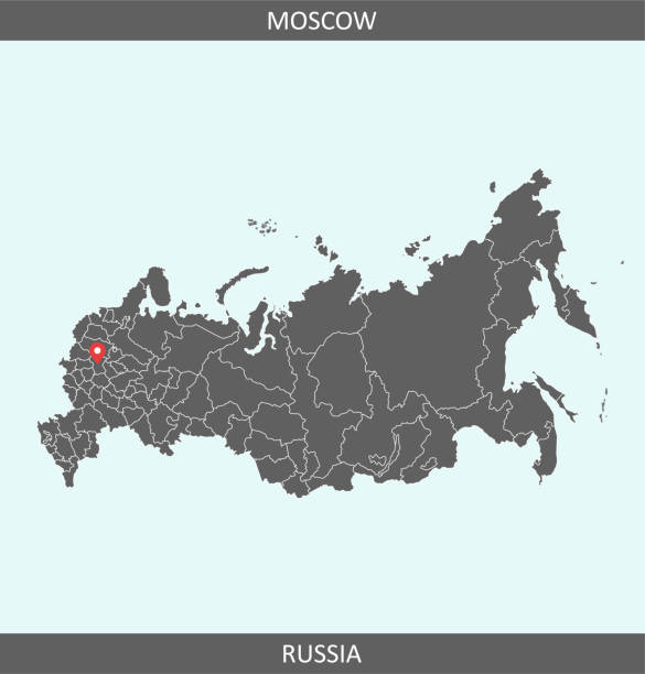 Russia map vector with capital city location Moscow for educational purposes Downloadable outline vector map of Russia for educational purposes. The map is accurately prepared by a map expert. mordovia stock illustrations