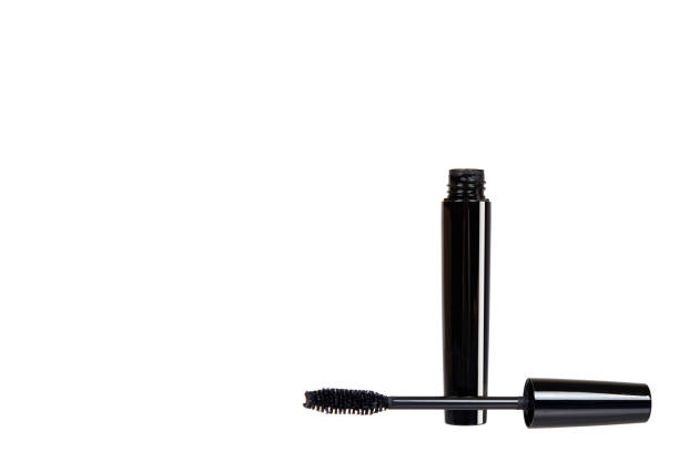 istock Black mascara, eye makeup brush. Isolated background 1176577461