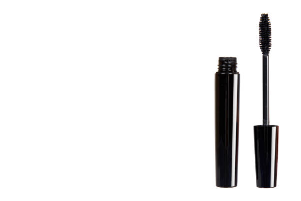istock Black mascara, eye makeup brush. Isolated background 1176577510