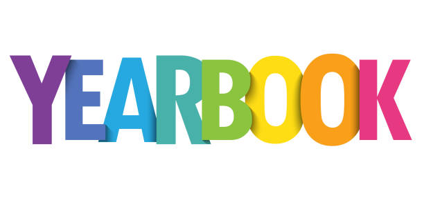 roczny kolorowy baner typograficzny - yearbook stock illustrations