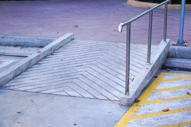 istock Building entrance trail with ramp for elder old or cannot self help people disabled person wheelchair. 1176581960