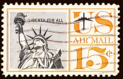 UNITED STATES - CIRCA 1959: Air Mail Stamp, printed by United states, shows Statue of Liberty, circa 1959