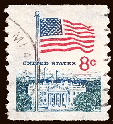 UNITED STATES - CIRCA 1967: stamp printed by United states, shows Flag over White House in Washington, circa 1967.