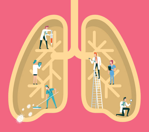 Human lungs Team of doctors diagnose human lungs cancer illness illustrations stock illustrations