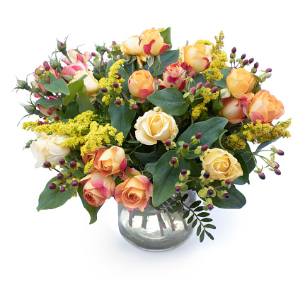 Colorful flower bouquet with yellow roses