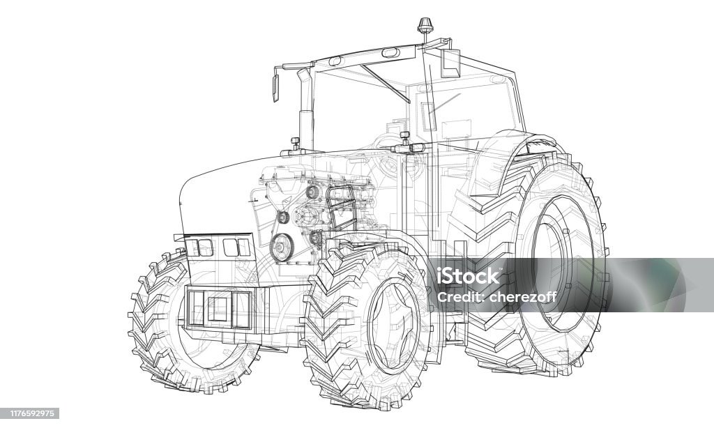 Tractor Plan Vector Farm Tractor Concept Vector Stock Illustration - Download Image Now ...