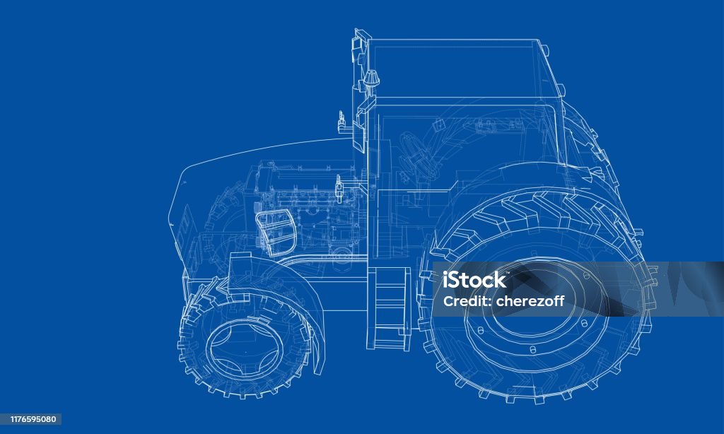Tractor Plan Vector Farm Tractor Concept Vector Stock Illustration - Download Image Now ...