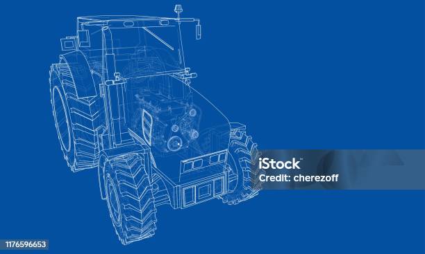 Tractor Plan Vector Farm Tractor Concept Vector Stock Illustration - Download Image Now ...