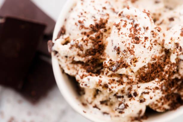 istock Vanilla ice cream with chocolate chips - straciatella. Fresh, sorbet 1176598418