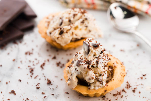 istock Vanilla ice cream with chocolate chips - straciatella. Fresh, sorbet 1176598450