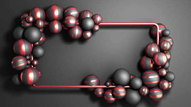 istock abstract background red frame on a black background with striped elegant balls 3d render 1176600024
