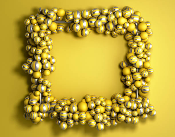istock abstract background yellow frame as background with striped elegant balls 3d render 1176600039