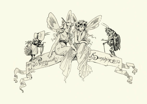 illustrations, cliparts, dessins animés et icônes de fées victoriennes, conte de fées, deux pennyworth de soleil - fairy costume