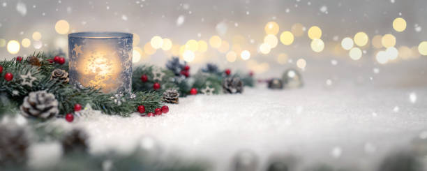 istock Christmas decoration with candle and lights 1176602159