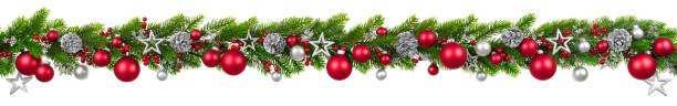 istock Christmas border on white, hanging decorated garland 1176602420