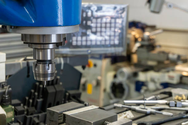 istock Lathe for metal processing in a workshop. A modern lathe for processing metal and other materials. 1176603620