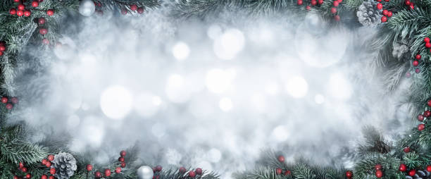 istock Christmas fantasy background framed with fir branches 1176605302