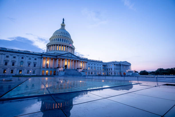 US Capitol Building in Washington DC The US Capitol Building at dusk. us republican party photos stock pictures, royalty-free photos & images