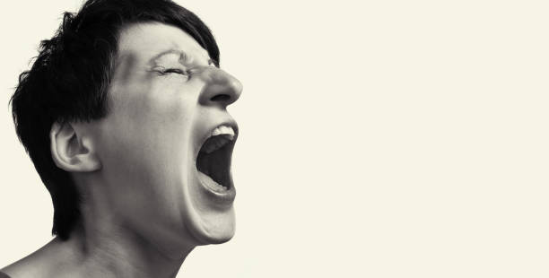 istock Concept of anger. Black and white image. 1176606477