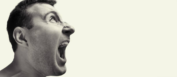 istock Concept of anger. Black and white image. 1176606489