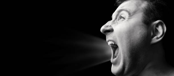 istock Concept of anger. Black and white image. 1176606495