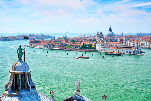 Aerial view of Venice, Italy Aerial view of Venice from San Giorgio Maggiore Church, Italy san giorgio maggiore stock pictures, royalty-free photos & images