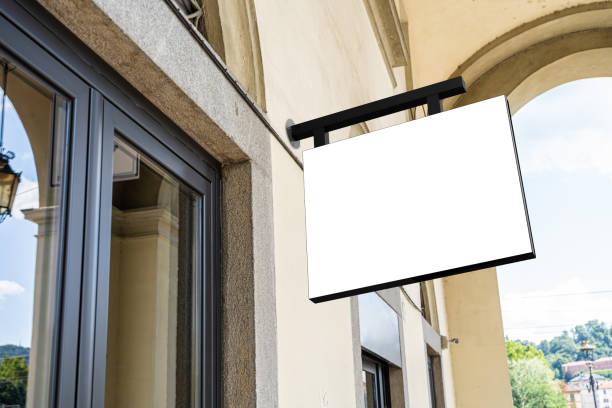 istock White company sign mockup in a city 1176610031