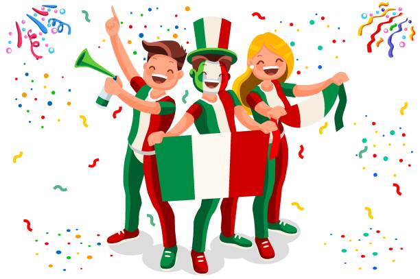 Italy Football Fans Italian Flag Italy Icon, Simple Signs. Symbol Italy Flag. Summer Games Flat Vector Illustration Banner. italy soccer stock illustrations