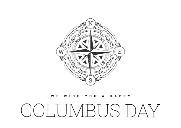 Congratulations on the Columbus day with compass on white background vector art illustration