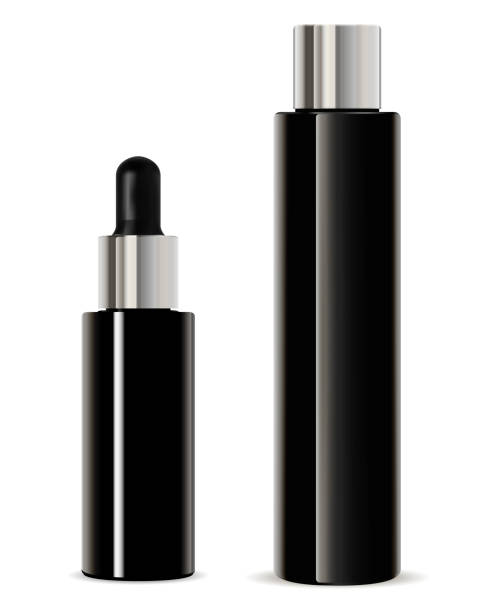 istock Black Dropper Bottle. Cosmetic Serum lotion mockup 1176617947