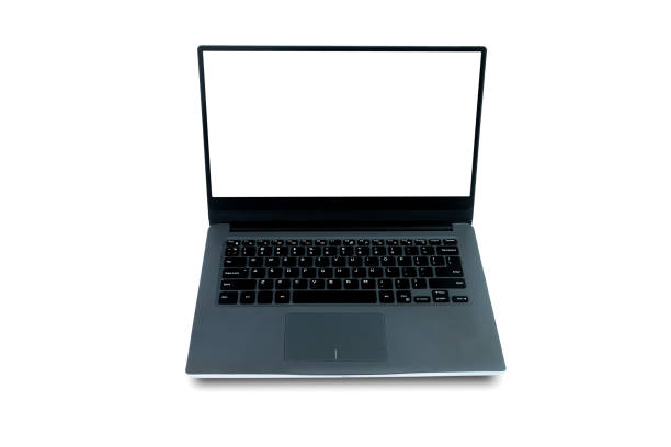 istock Aluminum material, Modern slim design laptop isolated on white background, With blank white screen, File contains with clipping path So easy to work. 1176619109