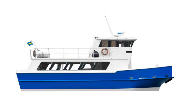 istock Passenger and tow pusher white adn blue ship isolated on white background 1176622918