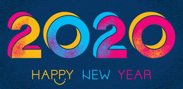 Vector illustration of Happy 2020 New Year