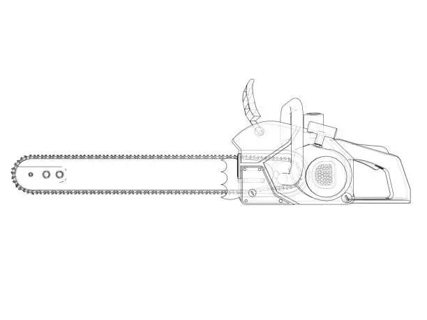 Vector illustration of Chain saw. Vector rendering of 3d