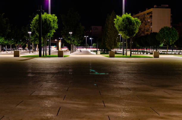 istock Park at night with lighting and walking paths. Park in Krasnodar. 1176625852