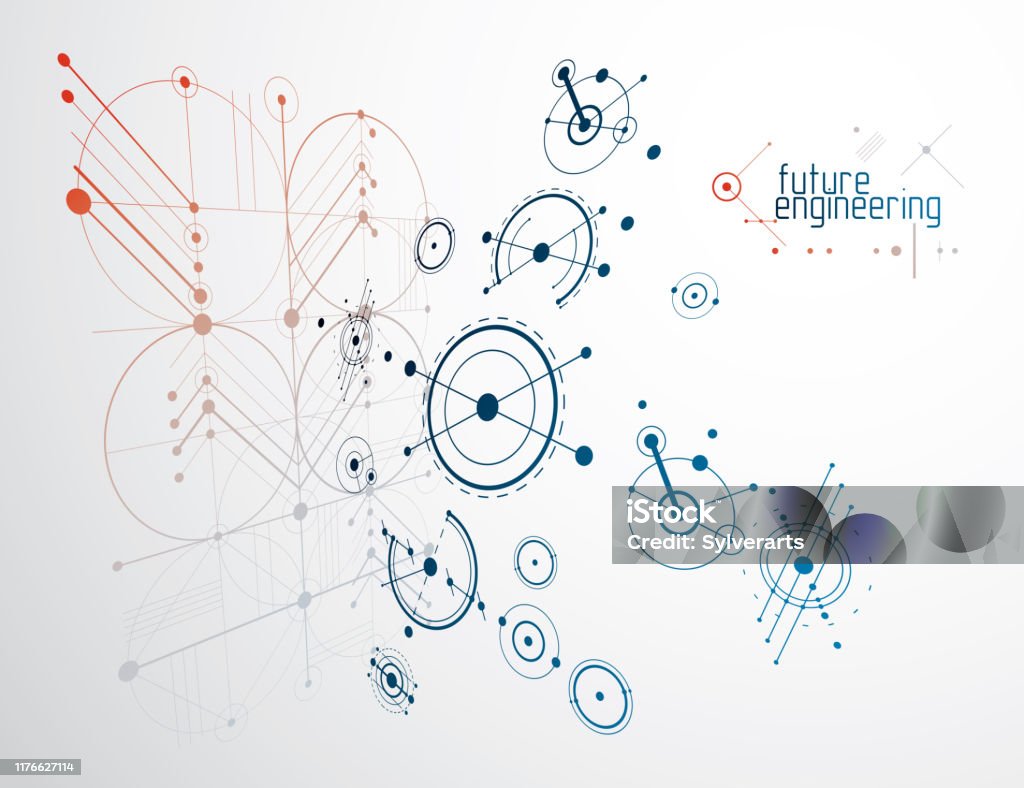 Technical Engineering Visual Engineering Technology Vector Wallpaper Made With Circles And Lines ...