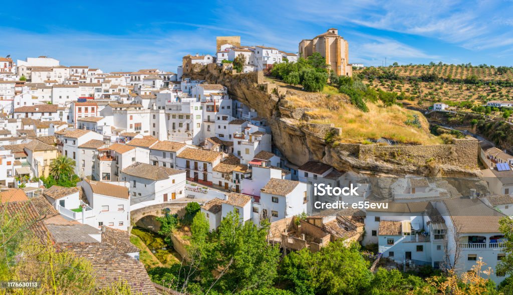 The beautiful village of Setenil de las Bodegas, Provice of Cadiz, Andalusia, Spain. Setenil Stock Photo