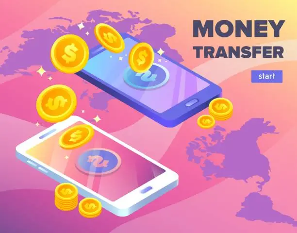 Vector illustration of Online e-banking money transfer concept