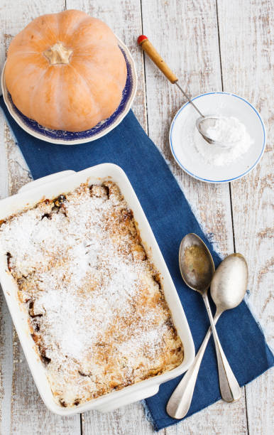 istock Pumpkin crumble sprinkled with powdered sugar.selective focus 1176631581