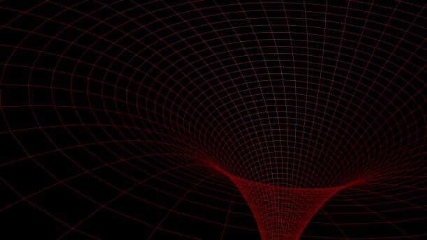 istock Black hole in wireframed red grid - 3D rendering illustration 1176635506