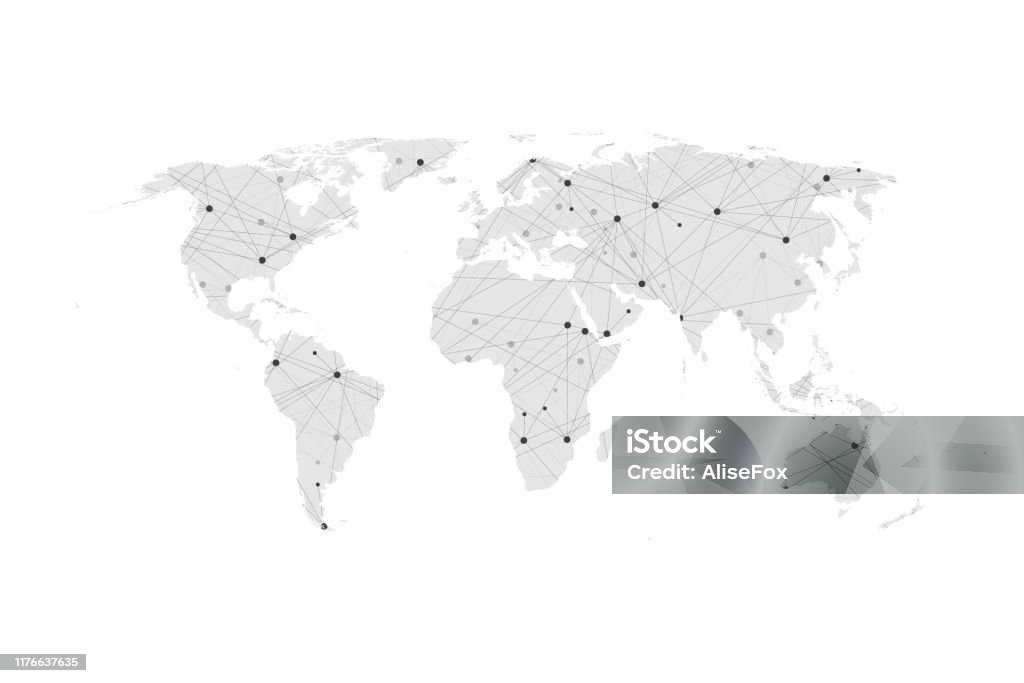 World Map Network Connection Concept Big Data Visualization Social ...